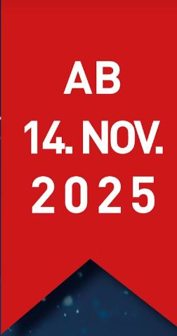 kleines, rotes Banner mit der Beschriftung: Ab 14. Nov. 2025